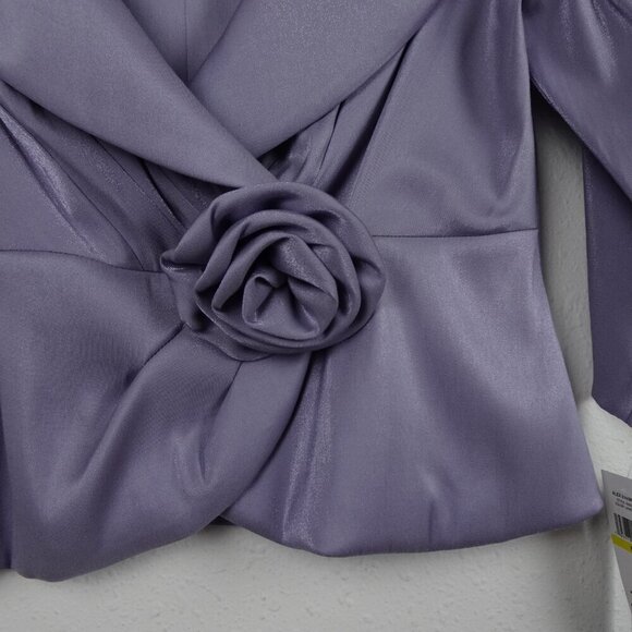 Alex Evenings Floral Trim Blouse Women's Petite Size MP Purple Wedding Guest - Picture 5 of 10